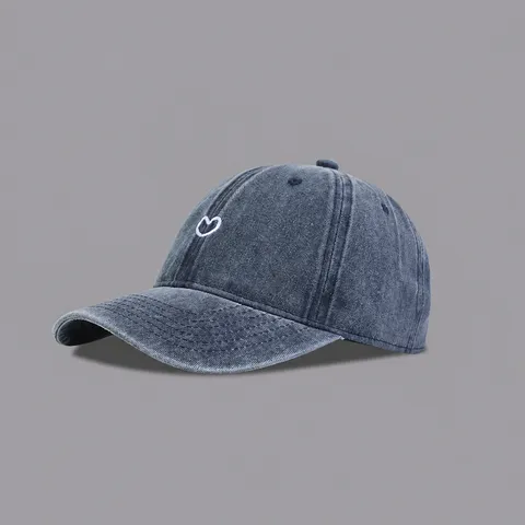 Vintage Gewassen Katoenen Honkbalpet Vrouwen Mannen Buiten Zonbescherming Dad Hat Hart Borduurwerk Verstelbare Casual Pet