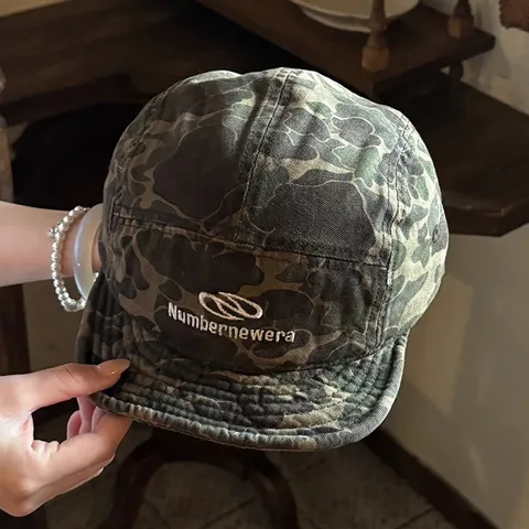 Casquette de Baseball Rétro Américaine Camouflage Tactique Visière Courte Unisexe Streetwear Vêtement de Travail Chapeau Camo Plat Pour Été
