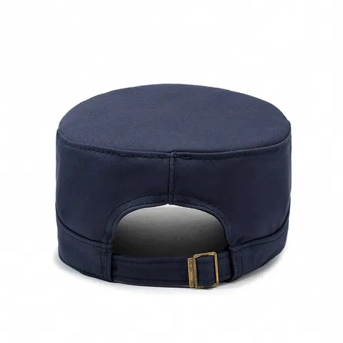 Unisex Casual Cotton Flat Top Cadet Cap Outdoor Sun Protection Adjustable Visor Hat With Letter Embroidery