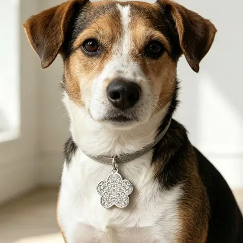 Rhinestone Plum Blossom Pet ID Tag Zinc Alloy Dog Name Tag Sparkly Flower Cat Collar Charm Anti-Lost Pendant Pet Accessory