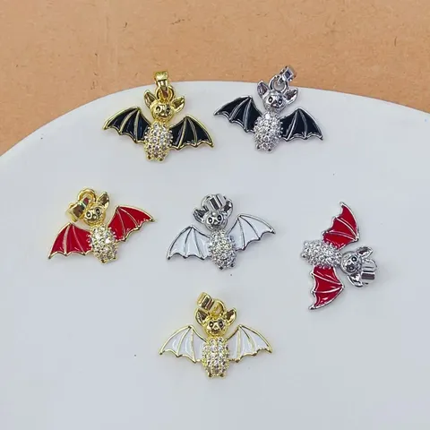 Pendentif de Chauve-souris d'Halloween en Cuivre Zirconia Émail Animal Charm pour la Fabrication de Collier Bracelet DIY Bijoux de Mode Femme Cadeau