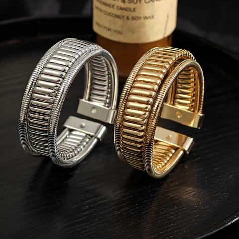 Minimalist Geometric Multilayer Winding Open Bangle Bracelet For Women European Fashion Metal Stackable Wrist Jewelry Gift