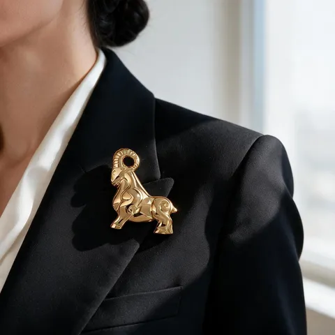 Minimalist Stainless Steel Goat Brooch Pin Geometric Animal Brooches Fashion Suit Accessories Jewelry For Women