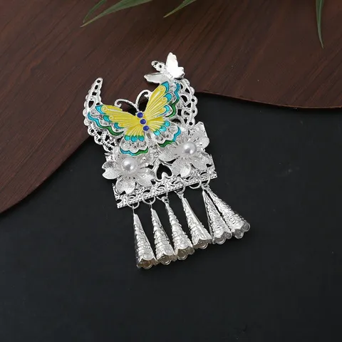 New Chinese Style Zinc Alloy Butterfly Tassel Pendant Artificial Pearl Fridge Magnet DIY Craft Home Decor Accessory