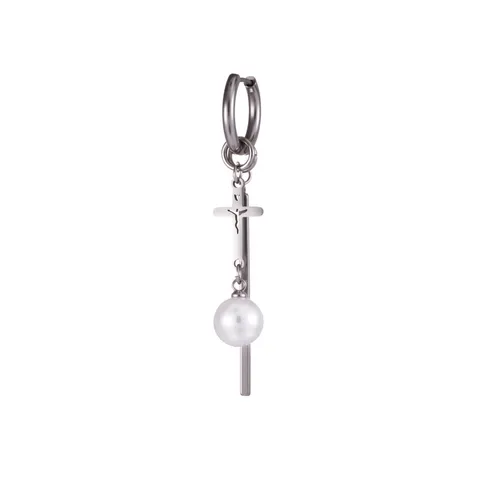 Stainless Steel Artificial Pearl Cross Snowflake Heart Star Sun Moon Leaf Pendant Dangle Earrings Fashion Jewelry For Women