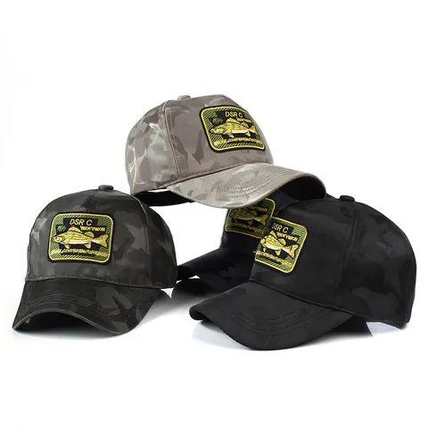 Unisex Camouflage Honkbalpet Outdoor Casual Straat Zonbescherming Sport Hoed Geborduurd Vis Patch Verstelbare Hoed