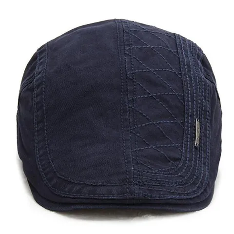 Heren Britse Stijl Platte Pet Vintage Katoenmix Gestept Newsboy Hoed Baret Jachtpet Met Metalen Gesp