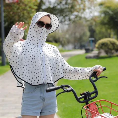 Damen Eisseide Sonnenschutzkleidung Leichte Kurze Kapuzenjacke Anti-UV Atmungsaktive Lässige Oberbekleidung Sommer Top