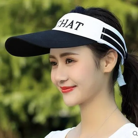 Casquette Visière Soleil Été Femme Homme Dessus Vide Sport Course Anti-UV Mousseline Brodé Lettre Extérieur