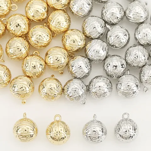 Ciondolo Basket 3D Solo Senza Catena Rame Sfera Piena Oro Argento Placcato DIY Creazione Gioielli Charm per Fan Sportivi