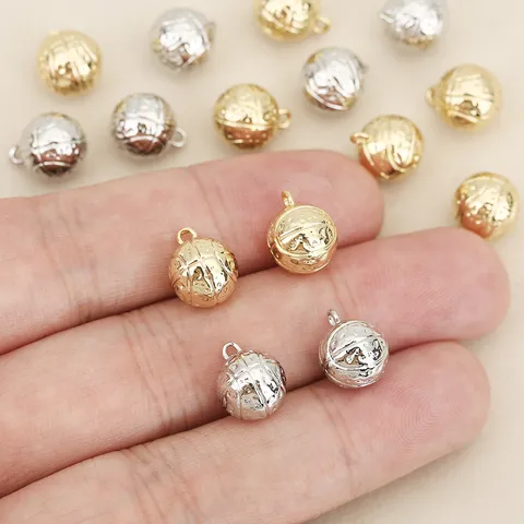 Ciondolo Basket 3D Solo Senza Catena Rame Sfera Piena Oro Argento Placcato DIY Creazione Gioielli Charm per Fan Sportivi