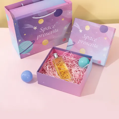 Gradient Starry Sky Gift Box And Bag Set High-End Birthday Present Packaging Box For Cosmetics Perfume Party Supplies