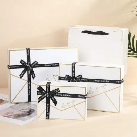 Ins Style Envelope Gift Box Creative Cosmetic Packaging Box With Ribbon Bow For Birthday Party Wedding Festival Gift