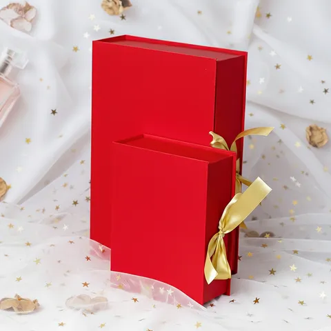 Valentine Day Red Black Gift Box Bow Book Shaped Box Birthday Party Present Packaging Box Specialty Paper Board