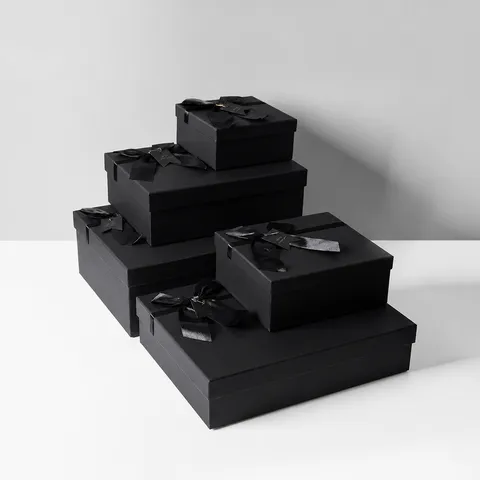 Luxury Black Gift Box With Bowknot Large Size Elegant Present Packaging Box For Birthday Party Wedding Festival Holiday