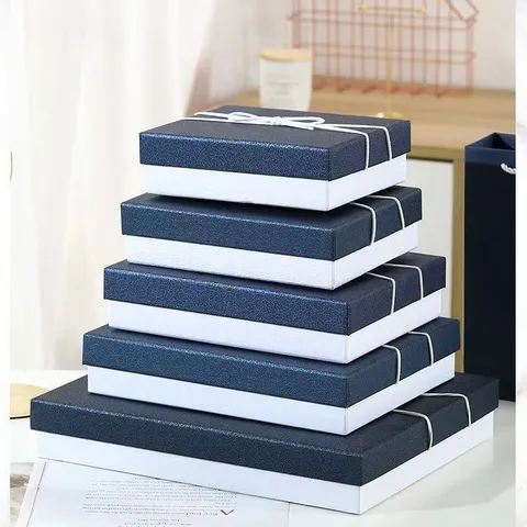 High Grade Hard Paper Gift Box With Ribbon Bow Lid Design For Apparel Scarf Gift Packaging