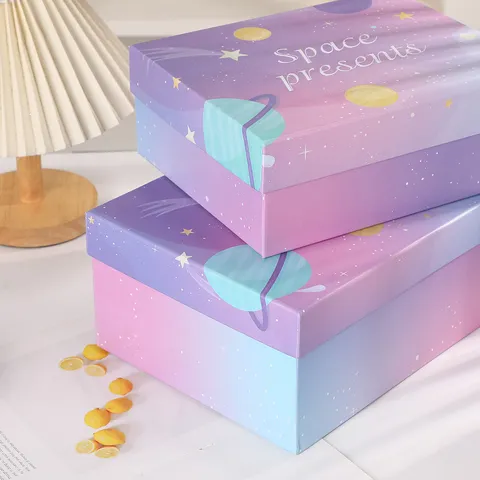 Pink Starry Sky Gift Box Paperboard Gift Packaging Box Aesthetic Birthday Party Present Storage Box Set