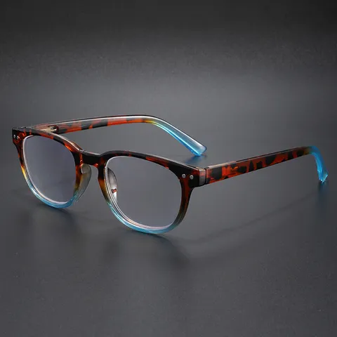 Dames Retro Anti-Blauw Licht Leesbril PC Montuur Luipaardprint Scharnier Ovale Optische Bril