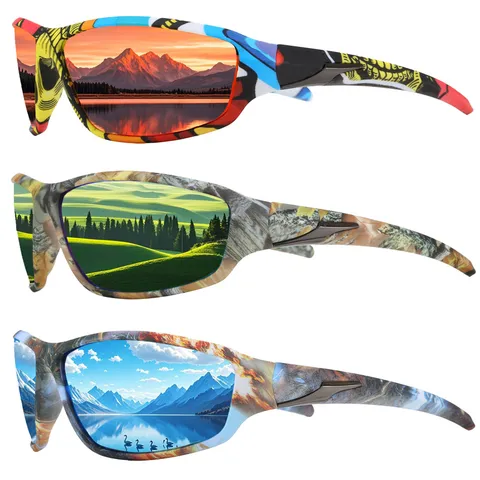Unisex Outdoor Fietsen Sport Gepolariseerde Zonnebril Vierkante Montuur Camouflage Tactische Zonnebril Voor Vissen