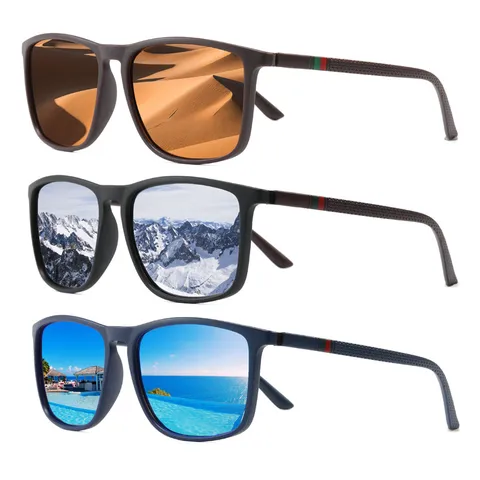 Gafas de Sol Polarizadas Vintage Para Hombres Mujeres Retro Cuadrado Marco TR UV400 Conducción Pesca Gafas de Sol Moda