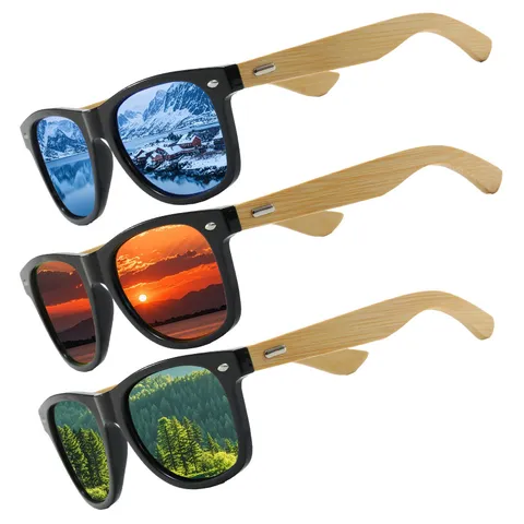 Vintage Hout Poot Gepolariseerd Zonnebril Voor Mannen Vrouwen UV400 Bescherming Vierkant Frame Retro Buiten Rijden Zonne Bril