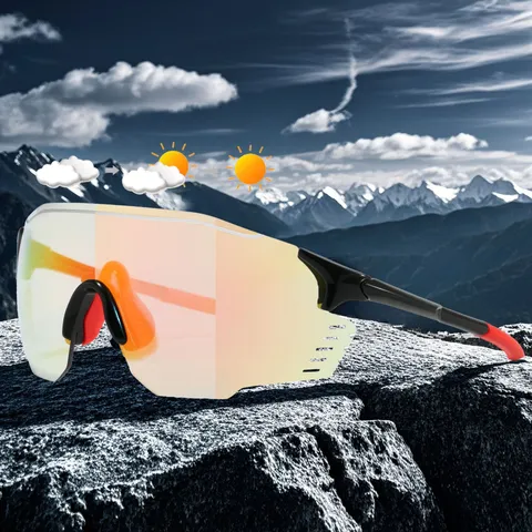 Buiten Sport Fietsbril Fotochromische Zonnebril Winddicht Wandelen Mountainbike Bril PC Frame Mannen Vrouwen