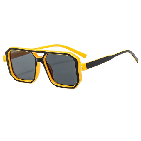 Cyberpunk Vierkante Zonnebril Heren Dames Retro Oversized Dubbele Brug Zonnebril UV400 Mode Bril Trendy Shades