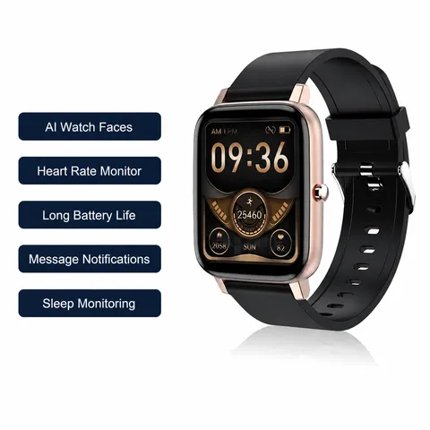 Reloj Inteligente Para Mujer Rastreador de Fitness Cuadrado Con Ritmo Cardíaco Presión Arterial Monitor de Sueño Carga Magnética Correa de Silicona