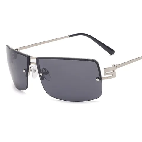 Unisex Vierkante Snijlens Zonnebril Metaal Half Montuur Verloop Zonnebril Buitensport Bril Voor Mannen Vrouwen