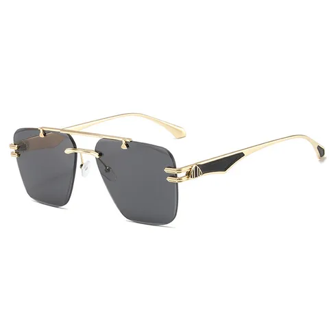 Heren Zonnebril Zonder Montuur Luxe Metalen Frame Verloop Snijkant Bril Mode Rijden Zonnebrillen Voor Buiten Reizen