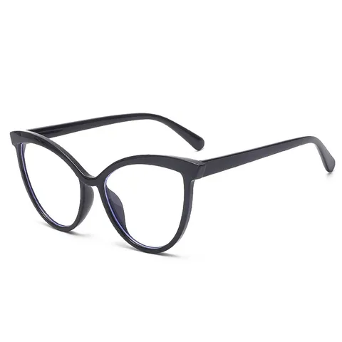Dames Mode TR90 Blauwlichtfilter Bril Grote Kattenoog Montuur Heldere Lens Optische Bril Chique Kleurblok Brillen