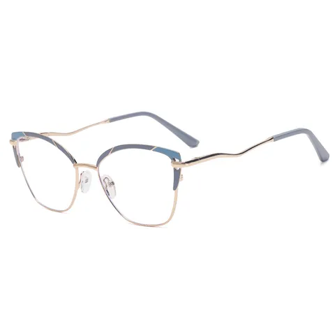 Dames Anti-Blauwlicht Optische Bril Metalen Cat-Eye Montuur Mode Transparante Lenzen voor Kantoor
