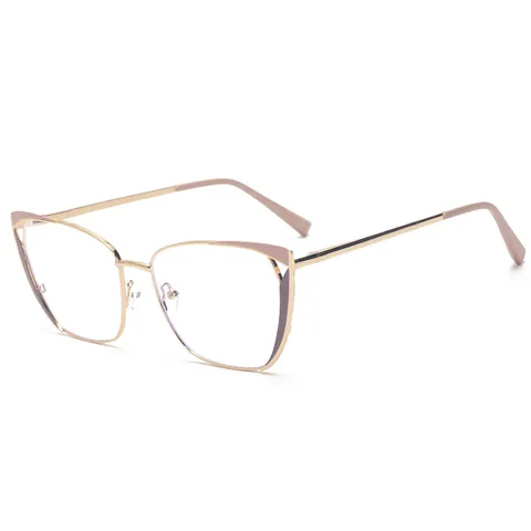 Vrouwen Blauwlichtfilter Optische Bril Mode Metaal Opengewerkt Kattenoog Montuur Heldere Lens Bril Minimalistisch Dagelijks