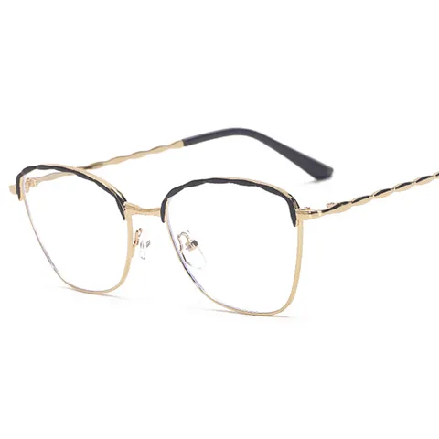 Dames Blauwlichtfilter Bril Metaal Gedraaid Frame Bakverf Kattenoog Optische Bril
