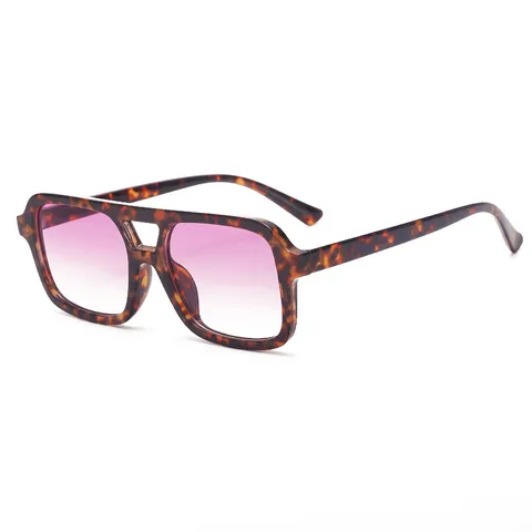 Unisex Retro Zonnebril met Dubbele Brug en Groot Montuur van PC en AC Materiaal UV400 Bescherming Mode