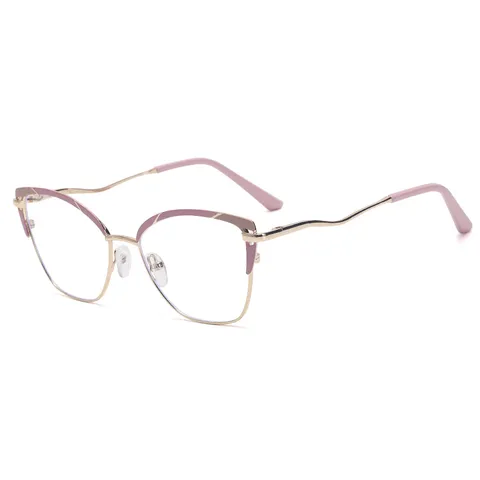Dames Anti-Blauwlicht Optische Bril Metalen Cat-Eye Montuur Mode Transparante Lenzen voor Kantoor
