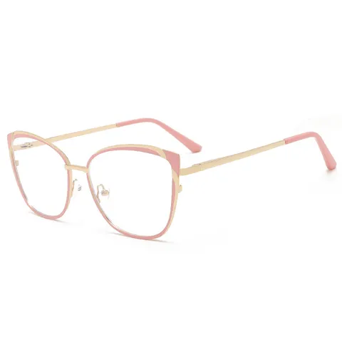 Dames Metalen Frame Anti Blauwlicht Bril Mode Kattenoog Optische Bril Stijlvol Heldere Lens Brilmontuur