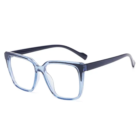 Dames Mode TR90 Blauwlichtfilter Bril Groot Montuur Kleurblok Optische Bril Casual Brilmontuur
