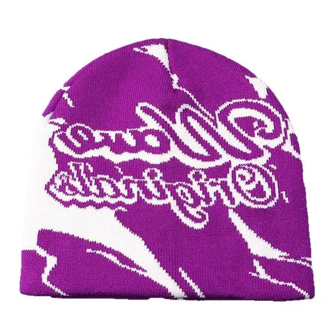 Bonnet en Tricot Jacquard Lettres Wave Originals Chaud en Acrylique Streetwear d'Hiver Skull Cap Homme Femme