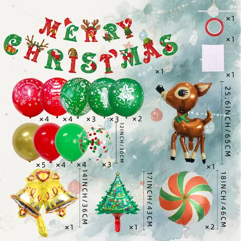 Weihnachten Ballon Dekorationen Weihnachtsmann Rentier Schneemann Aluminiumfolie Latex Ballons Merry Christmas Banner Für Festival Party Hintergrund Dekor
