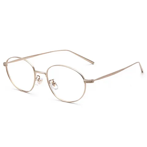 Montatura per Occhiali Ovale Ultra Leggera in Titanio Donna Luce Anti-Blu Retro Stile Coreano Occhiali Ottici in Metallo