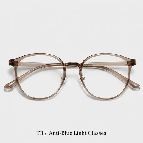 Montatura per Occhiali da Vista Tondi Retro Anti Luce Blu Per Donna Leggeri TR90 Lenti Chiare Moda