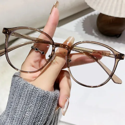 Montatura per Occhiali da Vista Tondi Retro Anti Luce Blu Per Donna Leggeri TR90 Lenti Chiare Moda