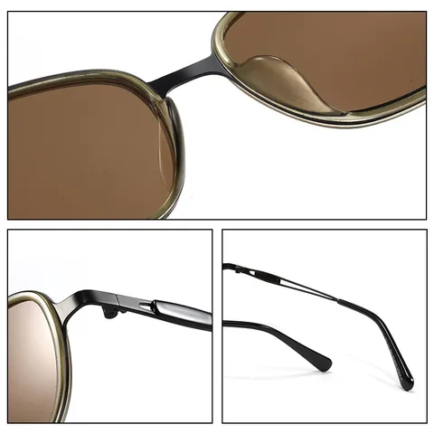 Occhiali da Sole Polarisati in Metallo Ovali Vintage Unisex Moda Retro Occhiali da Sole UV400 per Guida Quotidiana