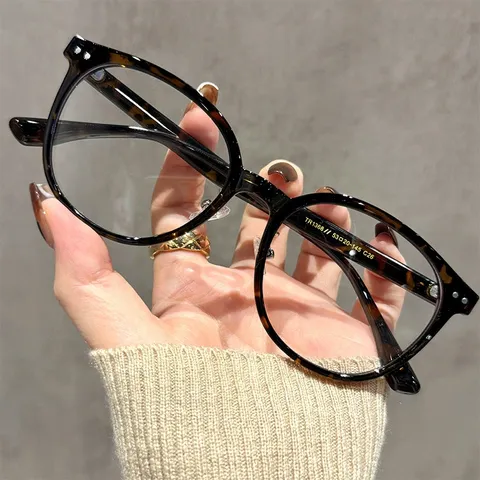 Retro Tondo TR90 Montatura Occhiali da Vista Uomo Donna Anti Luce Blu Miopia Occhiali Tartaruga Lenti Trasparenti
