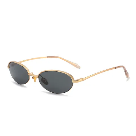 Occhiali da Sole Retro Ovali in Metallo Montatura Piccola Unisex Protezione UV400 Moda Casual