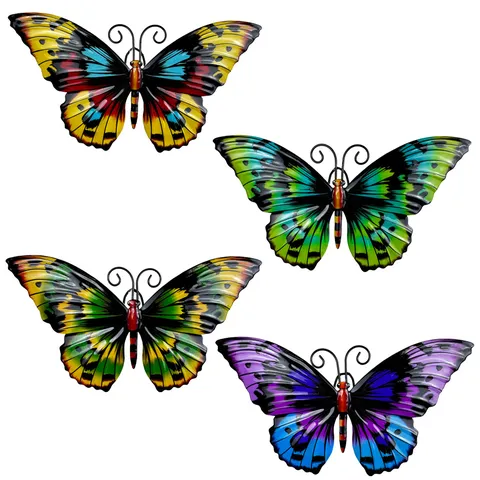 Art Mural Papillon en Métal Sculpture de Papillon en Fer Ornement Suspendu Avec Aimant pour Maison Salon Extérieur