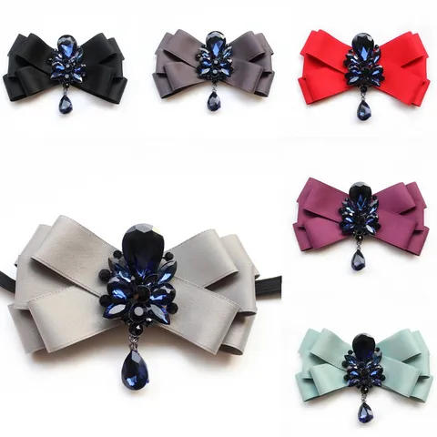 Men's Multilayer Fabric Bowtie Wedding Groom Host Suit Rhinestone Bow Tie Neckwear
