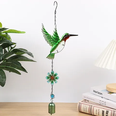 Colibri Papillon Libellule Métal Verre Peint Carillon Éolien Ornement Suspendu Rustique Pour Jardin Cour Décoration D'Intérieur