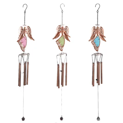 Carillon Éolien en Métal Fer Fée Pendentif Lumineux Acrylique Ornement Suspendu de Cour Extérieure Décoration Maison